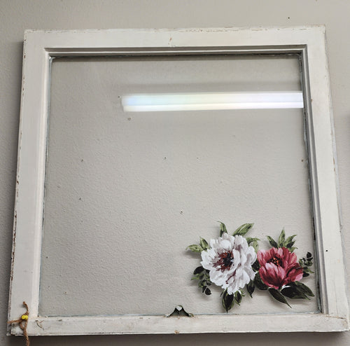 Antique white vintage window with flower 🌼