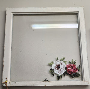 Antique white vintage window with flower 🌼